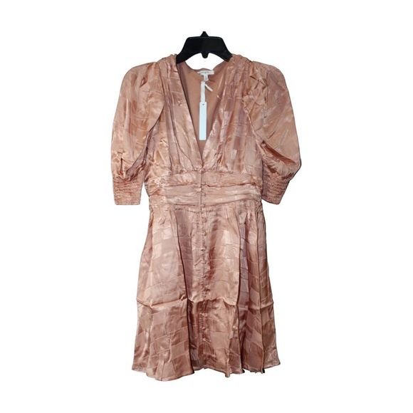 Maisic Womens PUFF SLEEVE MINI Cocktail Dress, Mauve, Size Small - Picture 3 of 4